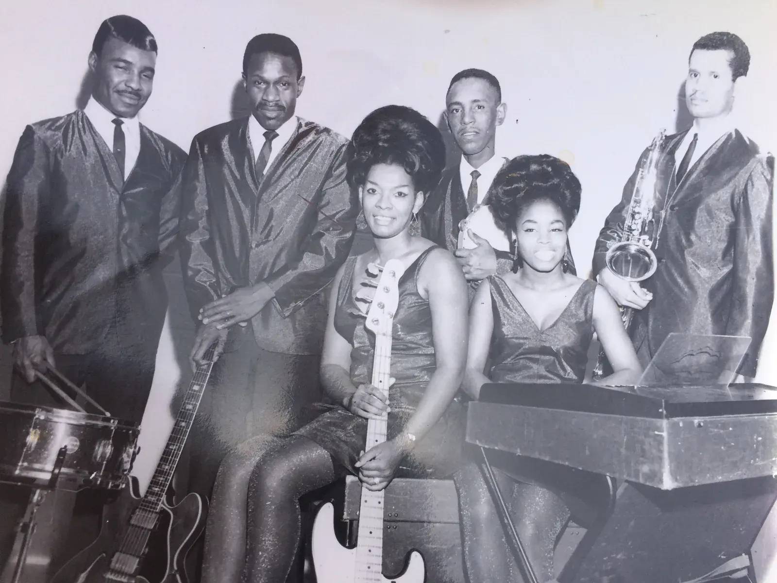 A vintage photograph of an African American band of Plainville musicians
